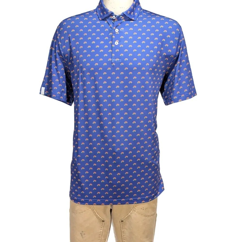 RLX Ralph Lauren Performance Wicking Golf Polo Shirt Blue Floral Sz L NWT $99